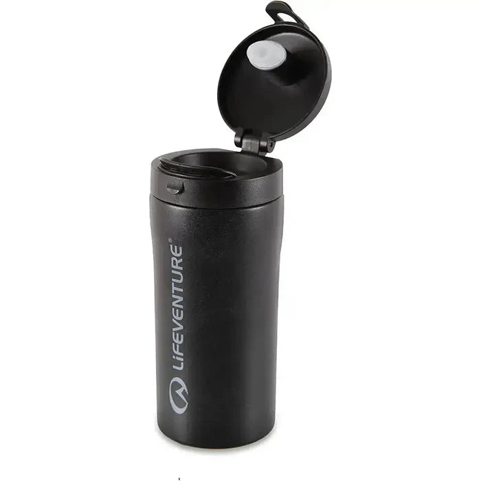 LifeVenture Flip Top Thermal Mug Black - John Bull Clothing  from  John Bull Clothing