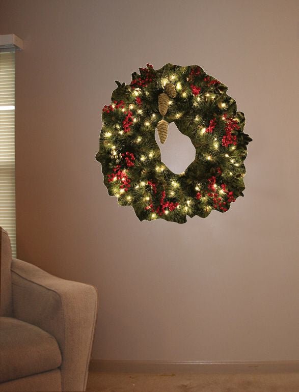 Lighted Wreath Wall Decal Installed } Wallhogs