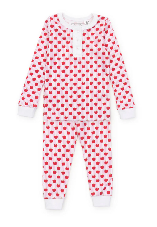 Lila and Hayes - Alden Pajama Set - Schoolhouse Apples Pink