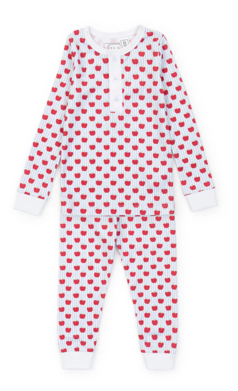 Lila and Hayes - Jack Pajama Set - Schoolhouse Apples Blue