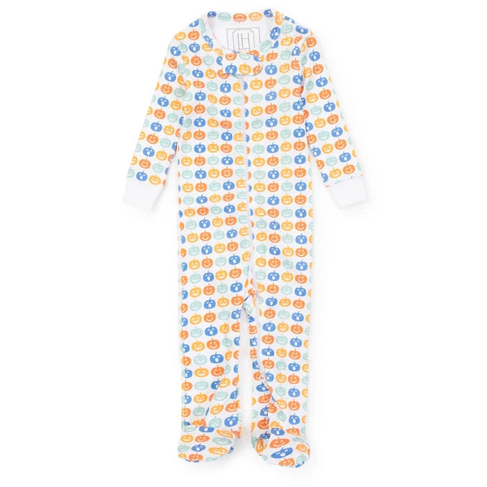 Lila and Hayes - Parker Boys' Zipper Pajama - Preppy Pumpkins Cool