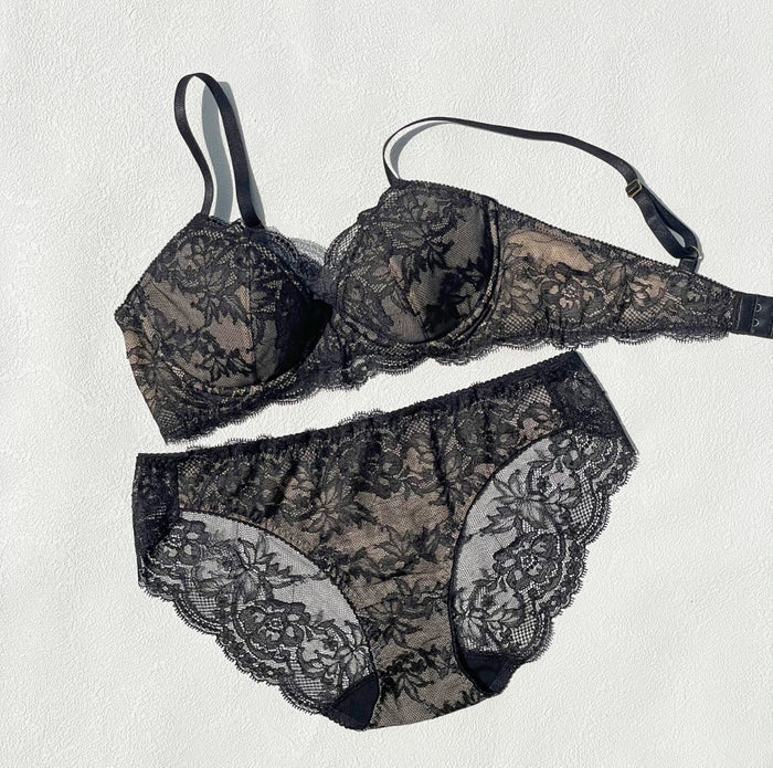 Lilac 3/4 Cup Underwire Bra | Black