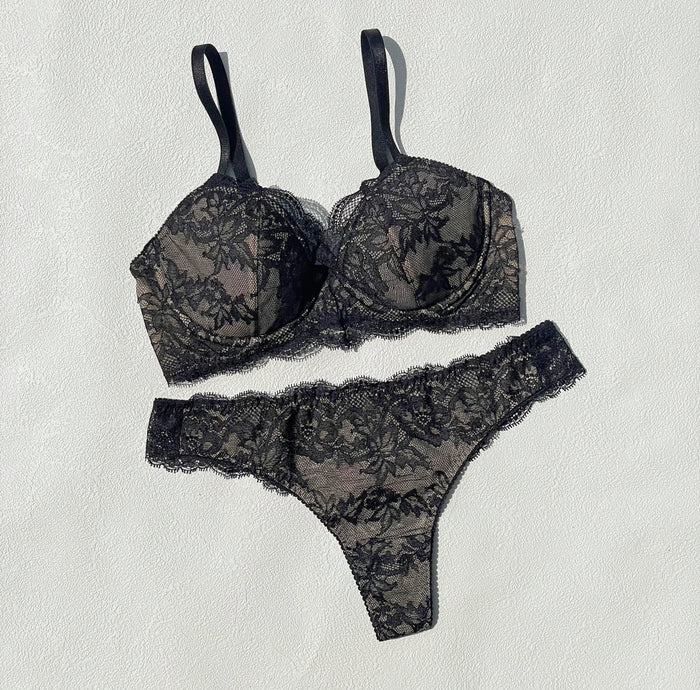 Lilac 3/4 Cup Underwire Bra | Black