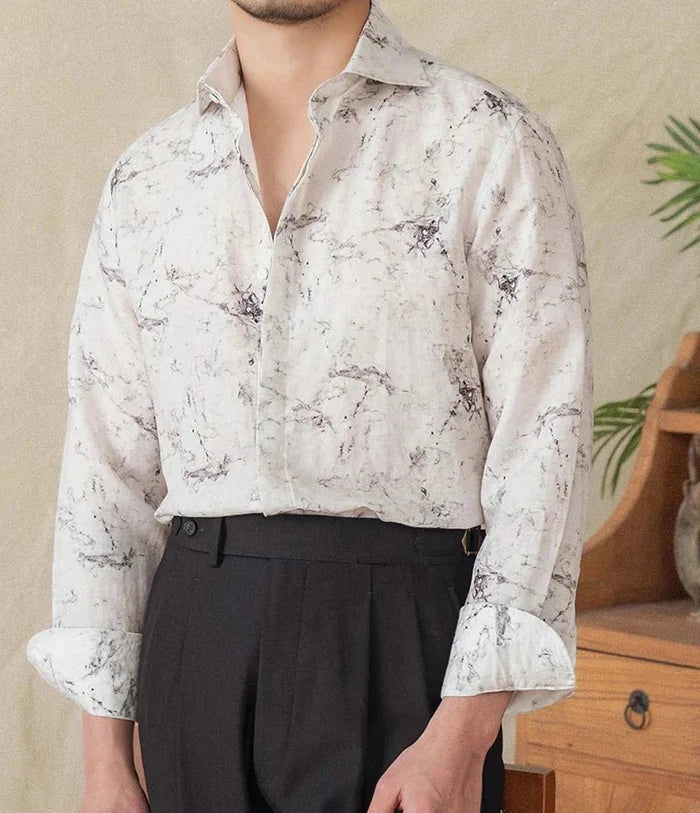 Linen vintage business shirt - AntoniosClothing - M