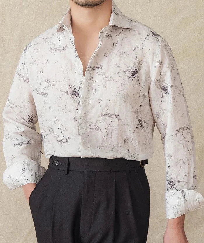 Linen vintage business shirt - AntoniosClothing - M