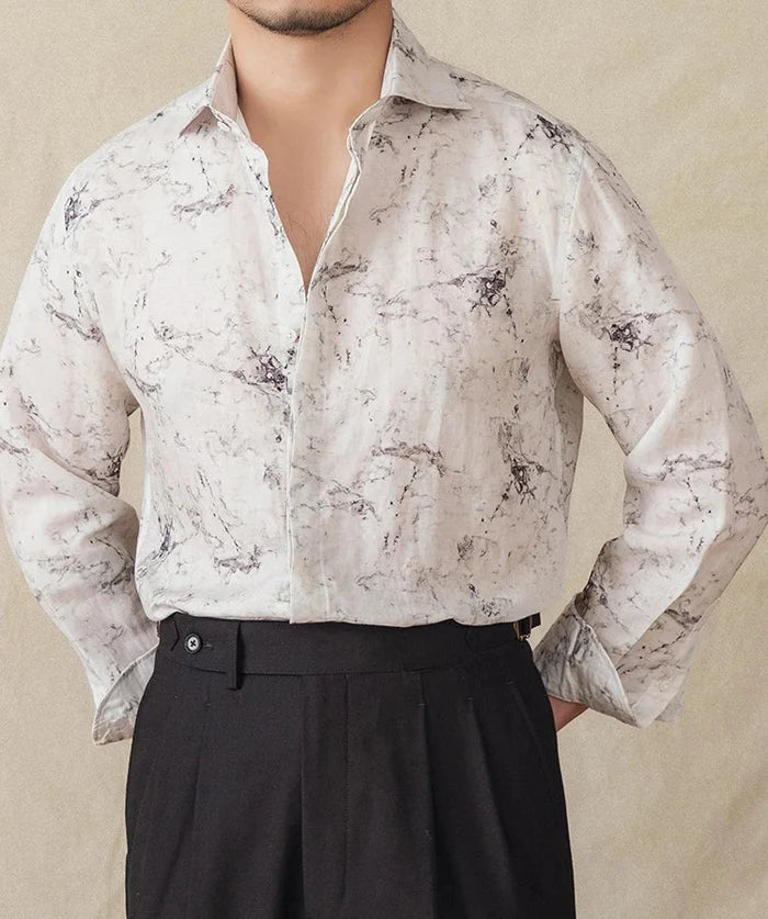 Linen vintage business shirt - AntoniosClothing - M