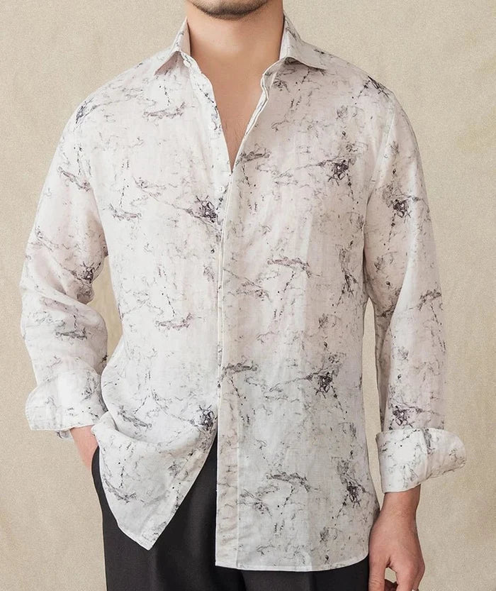 Linen vintage business shirt - AntoniosClothing - M