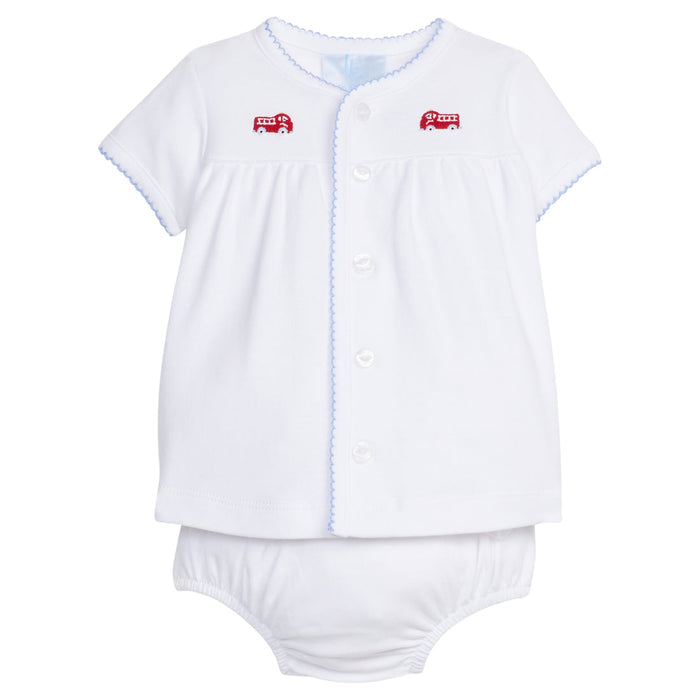 Little English - Pinpoint Layette Knit Set - Fire Truck