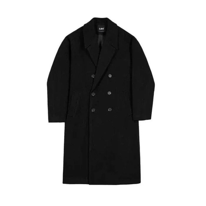 Long length korean coat - AntoniosClothing - Black