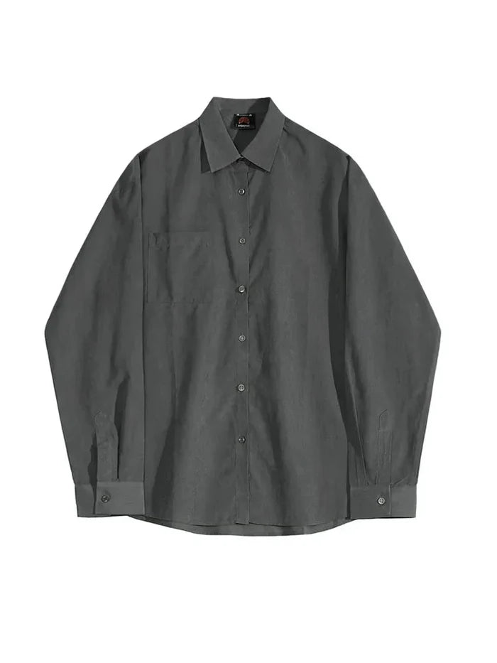 Loose fit Korean shirt casual business elegance - AntoniosClothing - Khaki