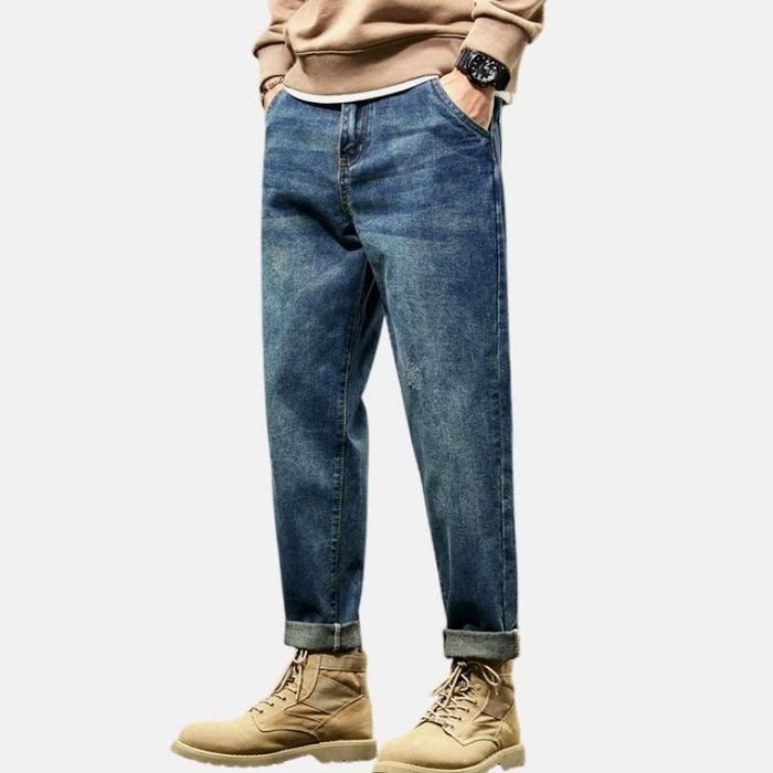 Loose Fit Streetwear Jeans - AntoniosClothing - Dark Blue