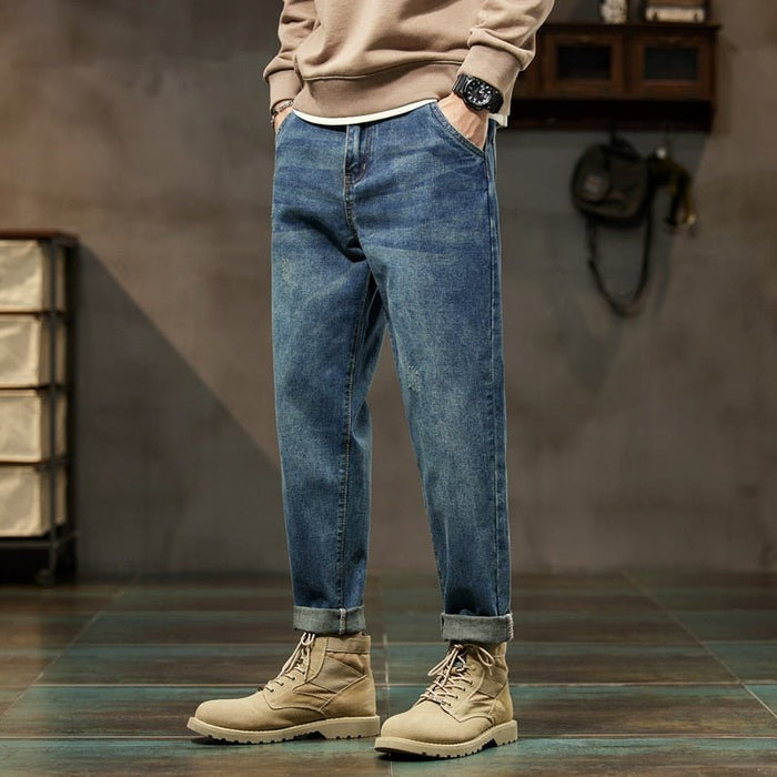 Loose Fit Streetwear Jeans - AntoniosClothing - Dark Blue