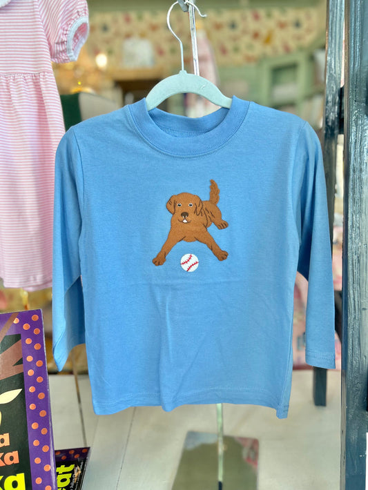 Luigi - Long Sleeve Tee - Chocolate Lab with Baseball