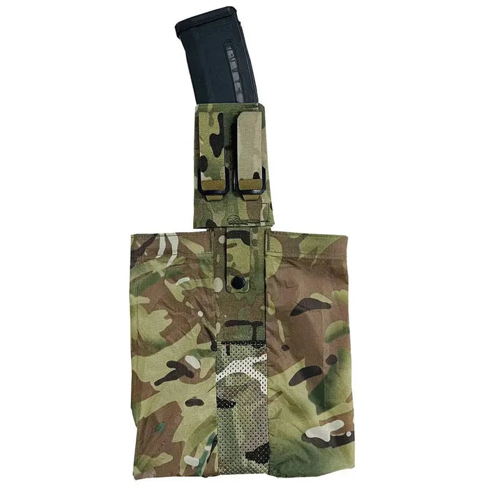 Rear view of the Luminae Assault Pouch Multicam, showcasing MOLLE compatibility and reinforced stitching for secure attachment to gear.  from  John Bull Clothing