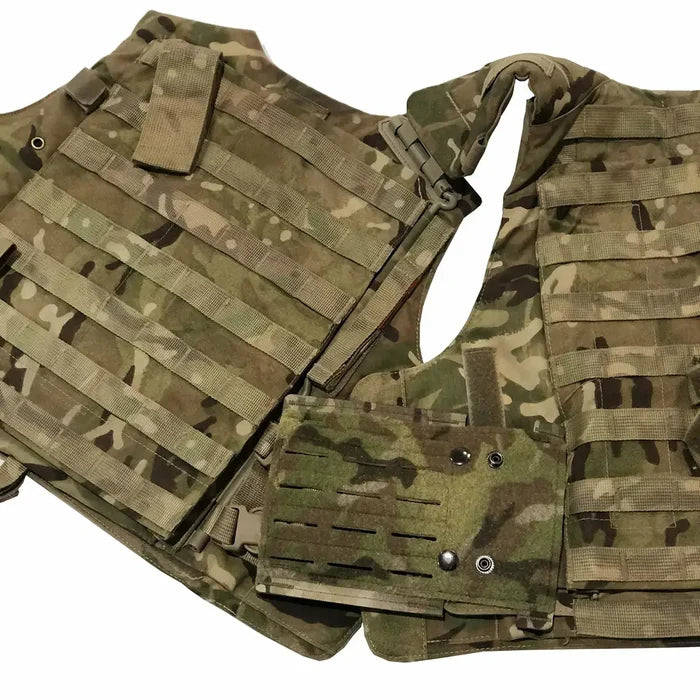 Military camouflage tactical vest with MOLLE webbing for weapon accessories  from  John Bull Clothing