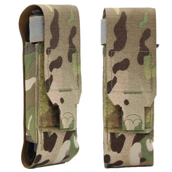 Side view of Luminae Multicam TQ Pouch MTP showcasing its compact design and secure closure system. Perfect for tactical and emergency use.  from  John Bull Clothing