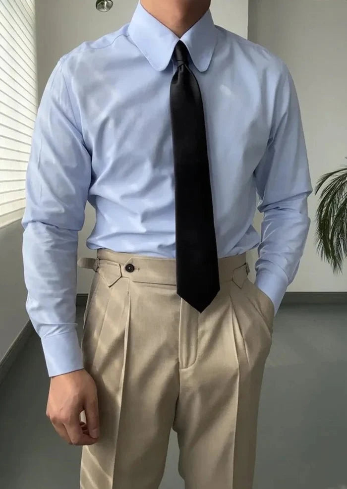 Luxury British dress shirt party and business wear - AntoniosClothing - Blue