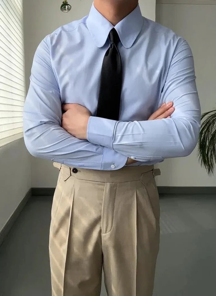 Luxury British dress shirt party and business wear - AntoniosClothing - Blue