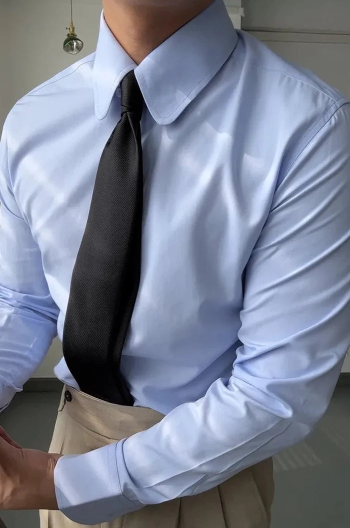Luxury British dress shirt party and business wear - AntoniosClothing - Blue