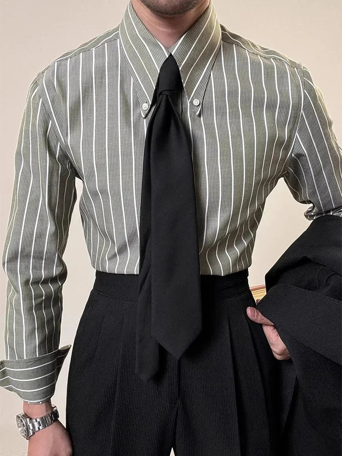 Luxury silk polo shirt long sleeve classic - AntoniosClothing - White
