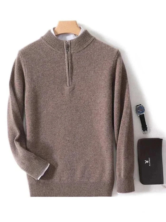 Luxury wool casual sweater - AntoniosClothing - Dark camel
