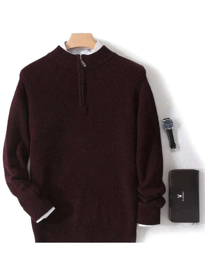 Luxury wool casual sweater - AntoniosClothing - Black with red