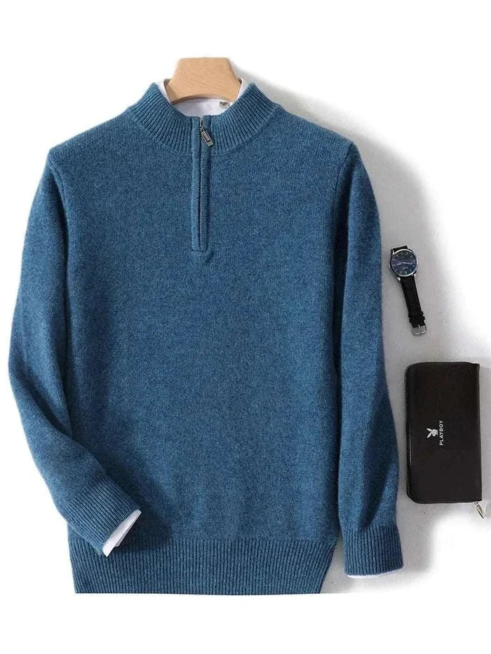 Luxury wool casual sweater - AntoniosClothing - Dark blue