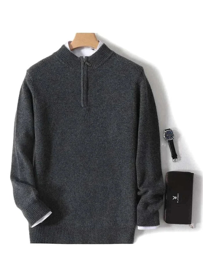 Luxury wool casual sweater - AntoniosClothing - Dark gray