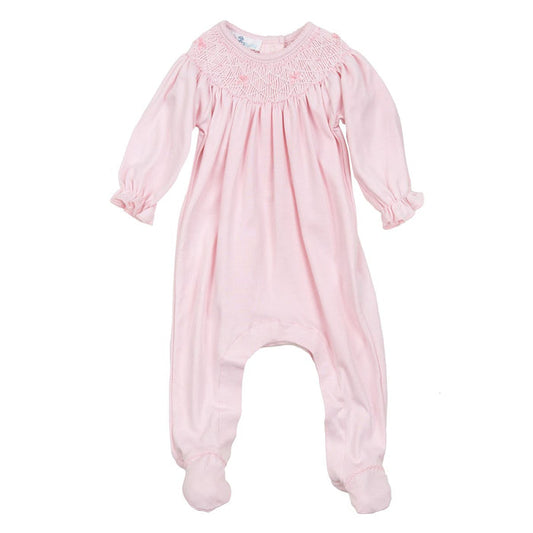 Magnolia Baby - Bishop Smocked Footie - Amelia's Classics Solid Pink