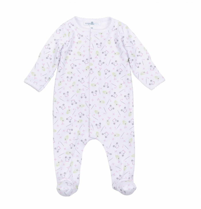 Magnolia Baby - Print Footie -Tiny Tee Time - Pink