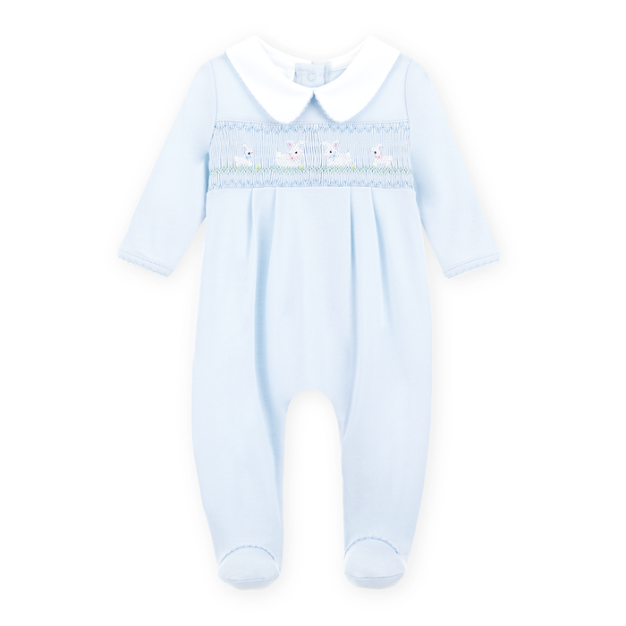 Magnolia Baby - Smocked Footie - Blue Bunny Love