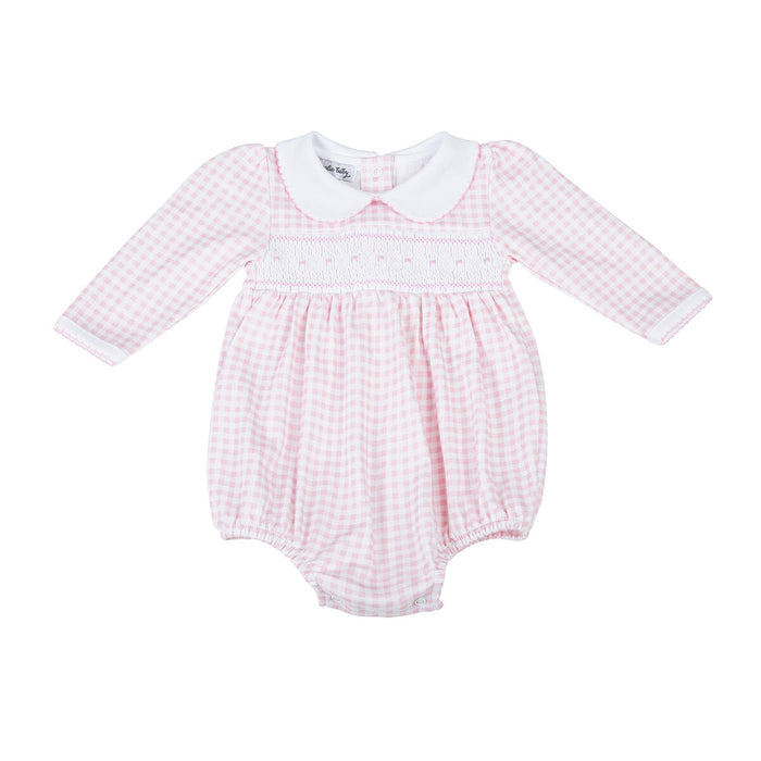 Magnolia Baby - Smocked L/S Bubble - Mini Checks Pink