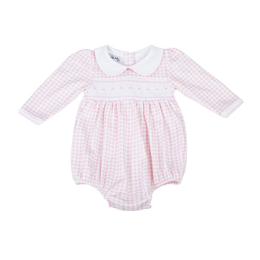 Magnolia Baby - Smocked L/S Bubble - Mini Checks Pink