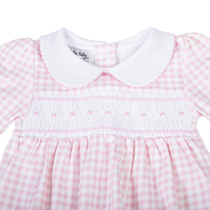 Magnolia Baby - Smocked L/S Bubble - Mini Checks Pink