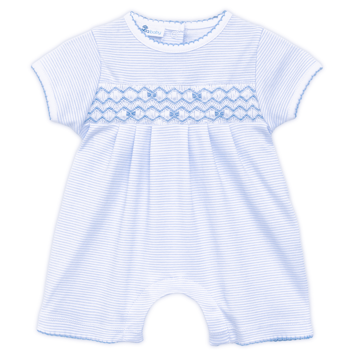 Magnolia Baby - Smocked Romper - Jacob Blue Stripe