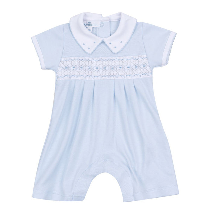 Magnolia Baby - Smocked Romper - Lillian and Landry - Blue