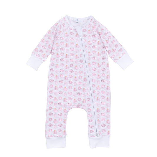 Magnolia Baby - Zipper Footie - Precious Pumpkins Pink