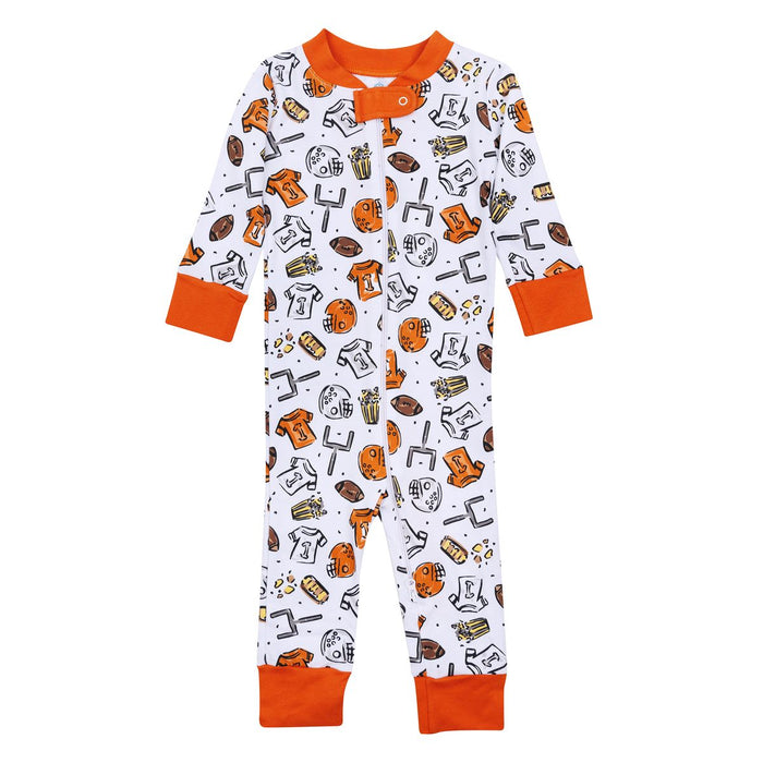Magnolia Baby - Zipper Pajamas - Orange/White Draft Picks