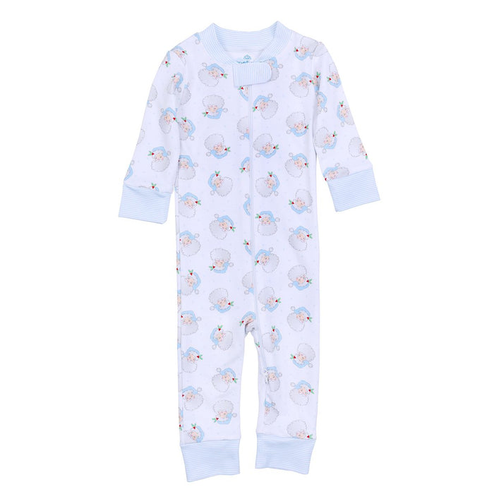 Magnolia Baby - Zipper Pajamas - Santa Baby Blue