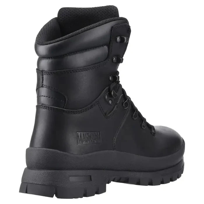 Side view of Magnum Valiance full leather black safety boot  from  John Bull Clothing