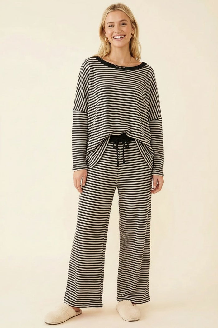 Make You Mine Black & Ivory Striped Lounge Pants