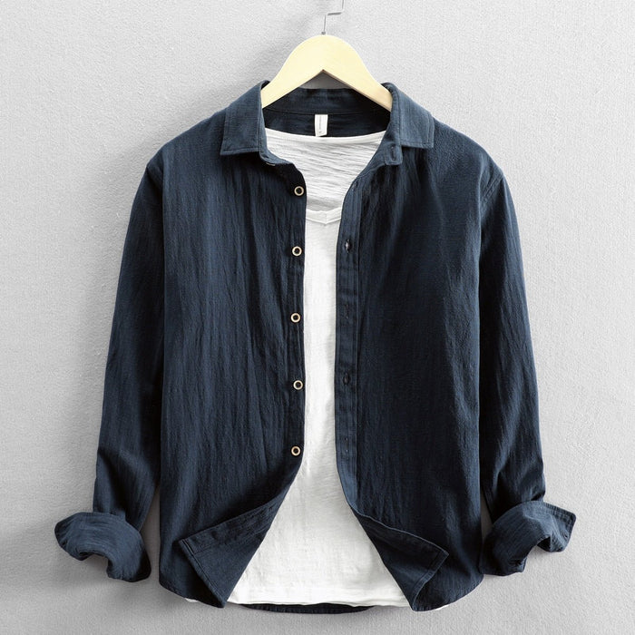 Maurice Solid Shirt - AntoniosClothing - Navy blue