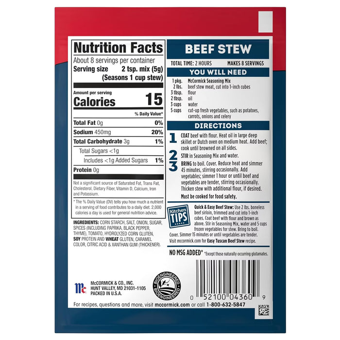 McCormick Beef Stew Seasoning Mix - 1.5 oz - 12 Pack