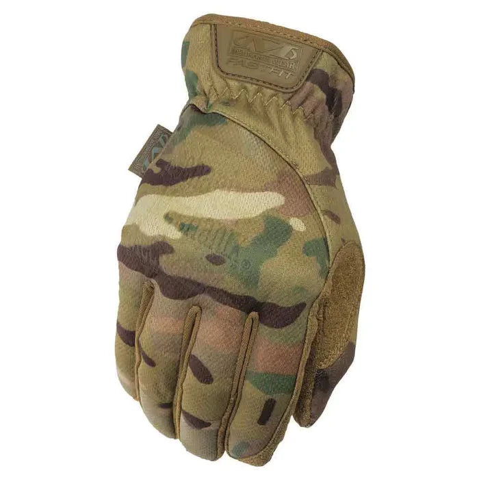 Mechanix Fastfit Tactical Multicam Gloves with TrekDry material and camouflage pattern, ideal for military and law enforcement hand protection.  from  John Bull Clothing