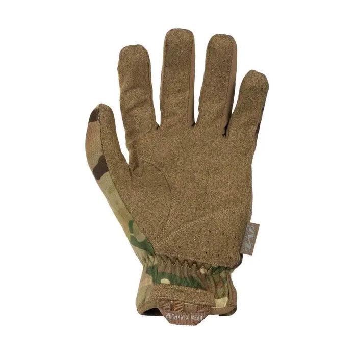 Palm view of Mechanix Fastfit Tactical Multicam Gloves showing textured grip and reinforced stitching for tactical performance and durability.  from  John Bull Clothing