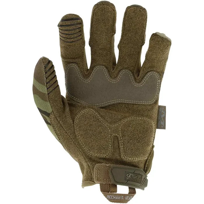 Palm view of Mechanix M-Pact Tactical Multicam Gloves showing reinforced grip zones and padded palm for enhanced durability and comfort.  from  John Bull Clothing
