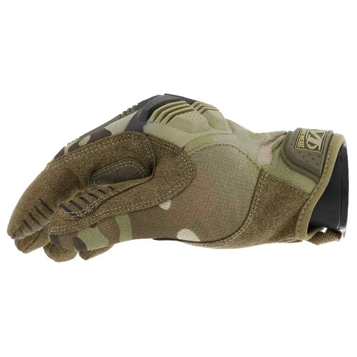 Side profile of Mechanix M-Pact Tactical Multicam Gloves highlighting breathable TrekDry fabric and flexible finger protection.  from  John Bull Clothing