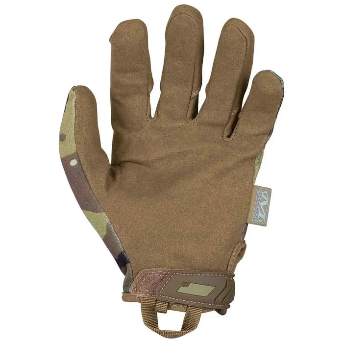 Palm view of Mechanix Original Tactical Gloves Multicam showing synthetic leather grip and ergonomic fit for industrial and tactical applications.  from  John Bull Clothing