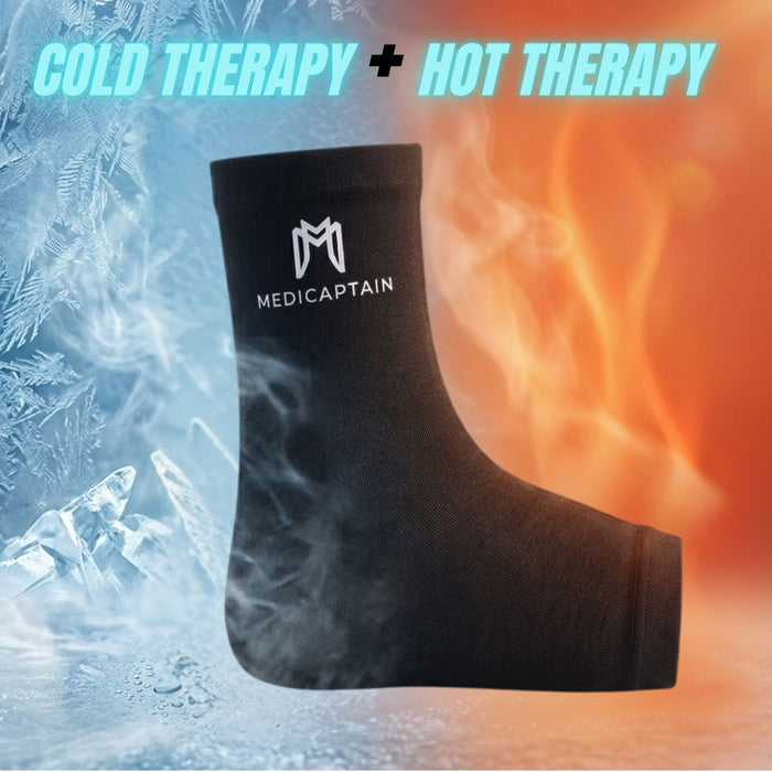 MediCaptain Ankle Hot & Cold Therapy Compression Sleeve - 360° Hot & Cold Gel Therapy for Foot & Ankle Pain