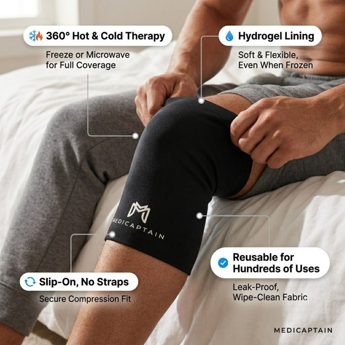MediCaptain Hot & Cold Compression Leg Sleeve for Recovery — 360° Gel Recovery Wrap